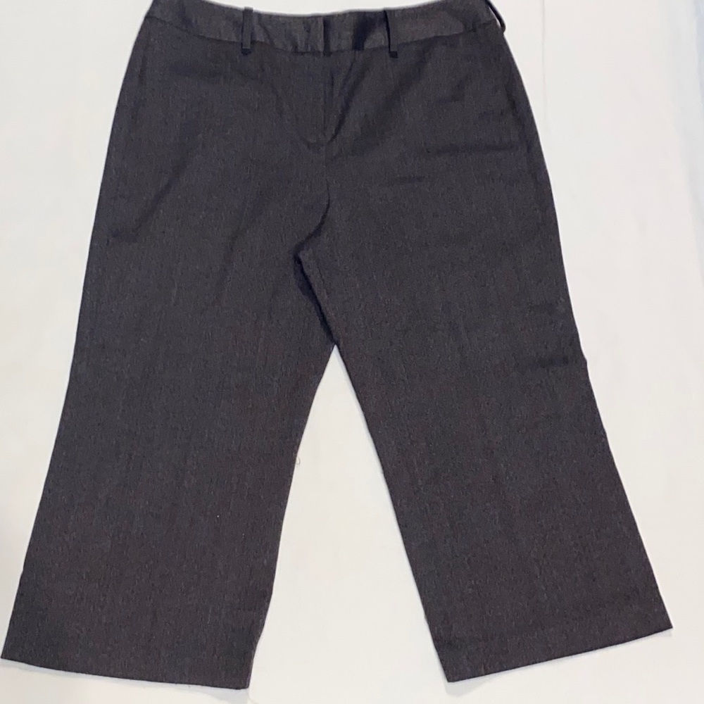 LARRY LEVINE, stretch, sz 14, brown, cropped, wide leg pants.